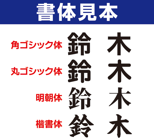 水着ゼッケン書体見本